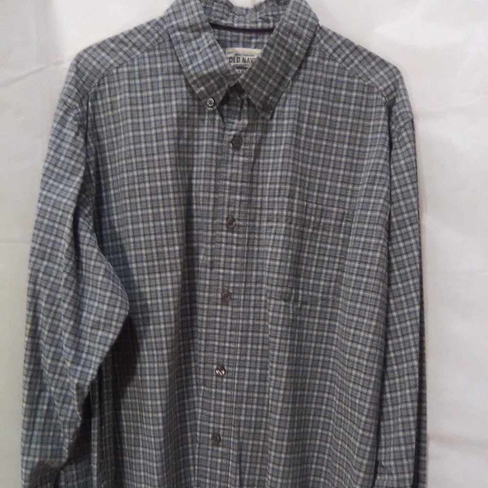 Old Navy Button Down Long Sleeve Shirt Color Blue/Gray Plaid Size Large